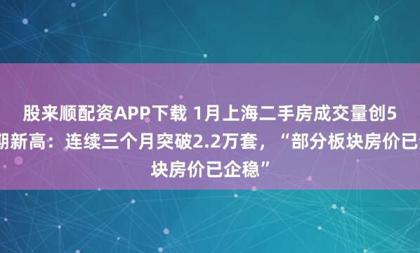 股来顺配资APP下载 1月上海二手房成交量创5年同期新高：连续三个月突破2.2万套，“部分板块房价已企稳”