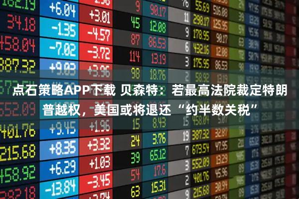 点石策略APP下载 贝森特:若最高法院裁定特朗普越权,美国或将退还 “约半数关税”