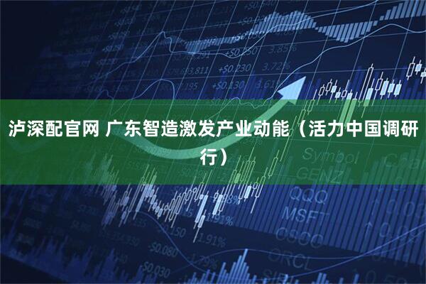 泸深配官网 广东智造激发产业动能（活力中国调研行）